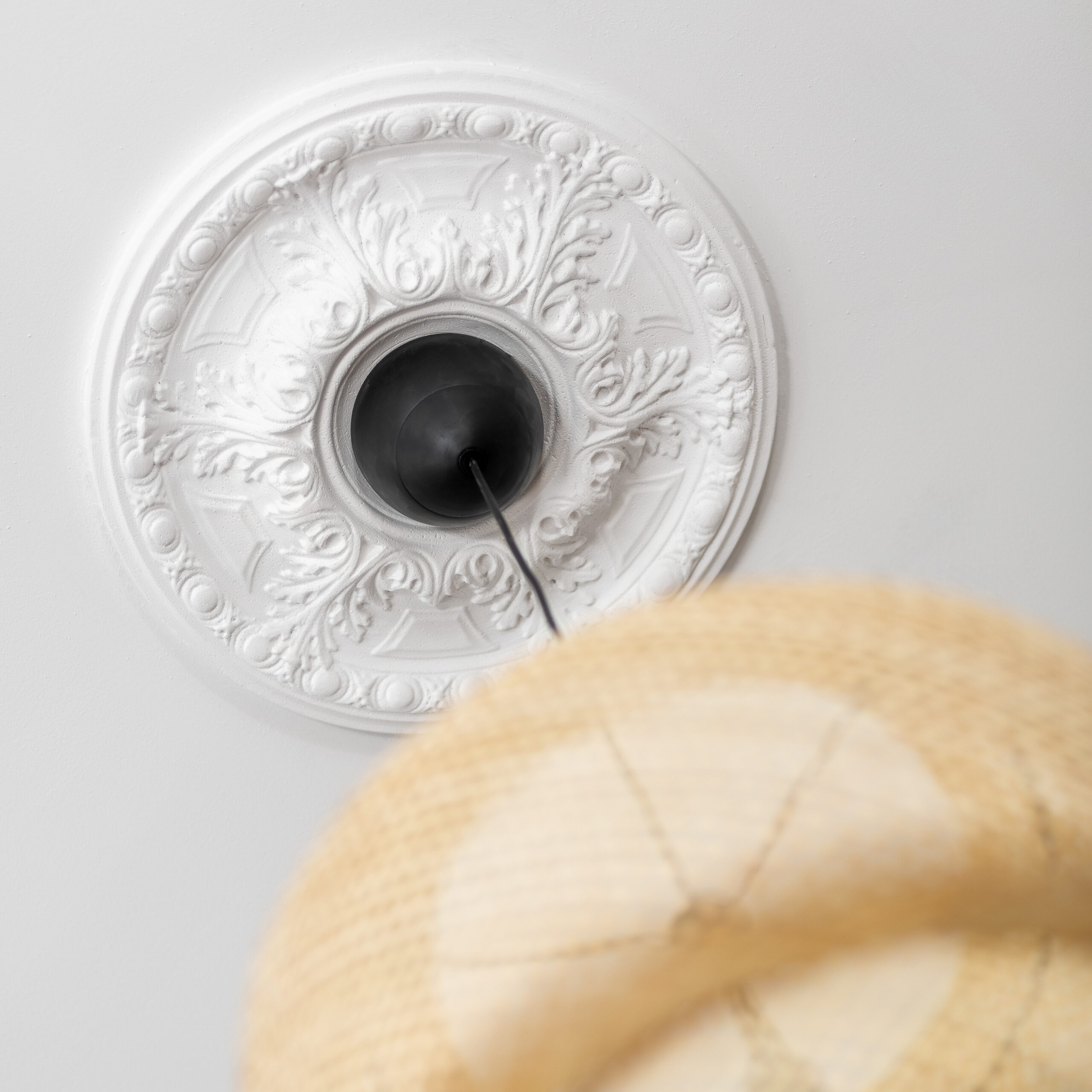 Decorative molding on ceiling