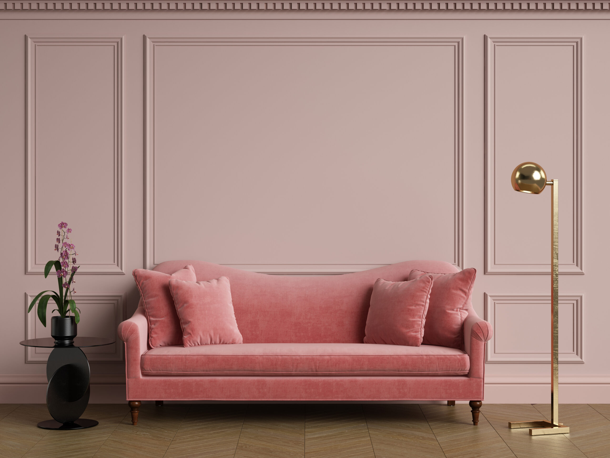 Classic furniture in classic interior with copy space
