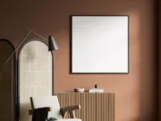 Orange,Relaxing,Room,Interior,With,Seat,And,Wooden,Panel,,Commode