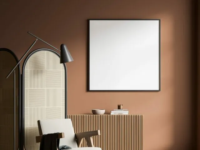 Orange,Relaxing,Room,Interior,With,Seat,And,Wooden,Panel,,Commode