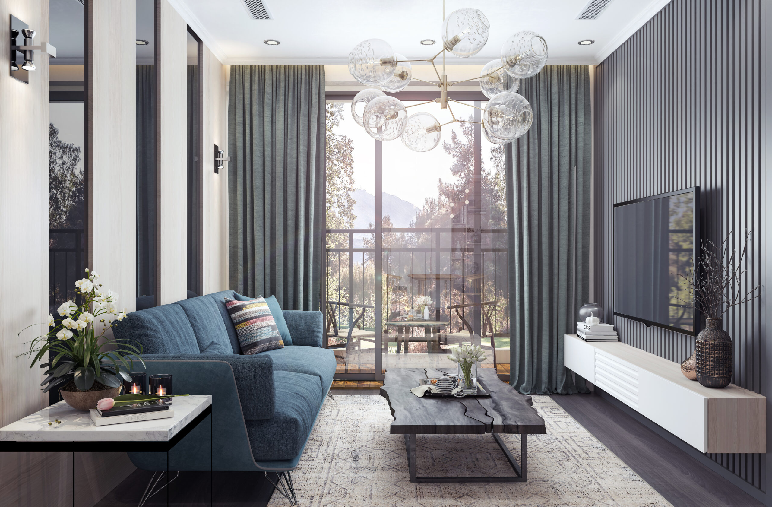 Modern,Interior,Design,,Living,Room,3d,Rendering,,3d,Illustration