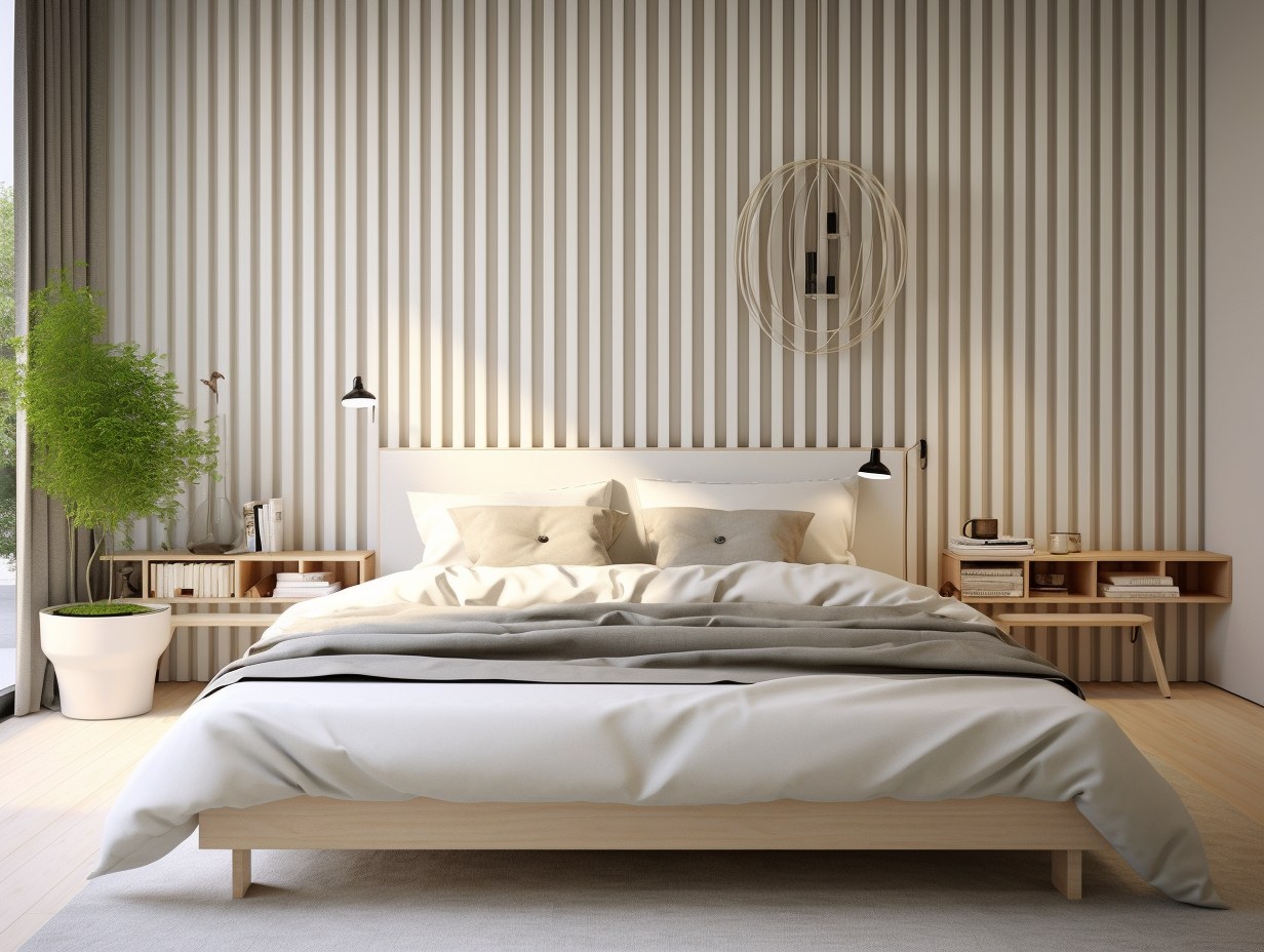 DecorSystem_scandinavian_style_bedroom_thin_white_slats_on_the__439909f7 c5dc 4522 a78f 2791d50ebc12
